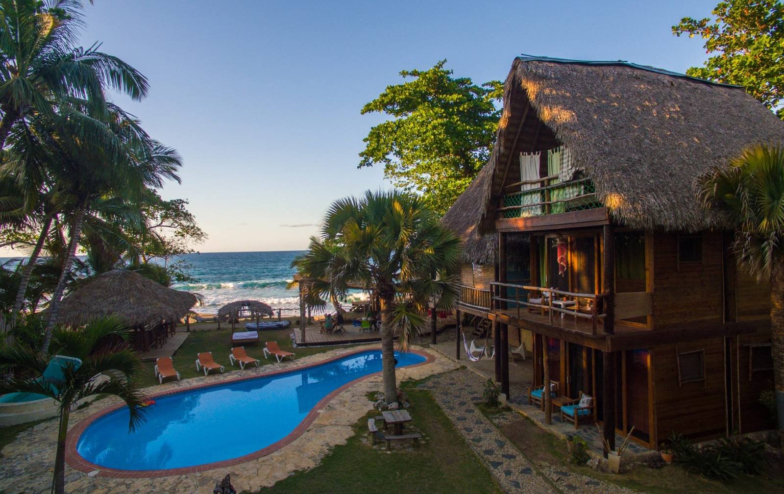 Cabarete Beach at sunrise in front of the ecolodge