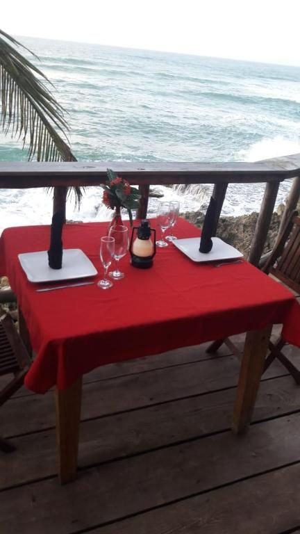 Open-air restaurant and bar at the ecolodge